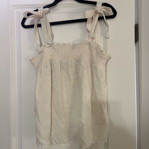 Old Navy Cream Smocked Top